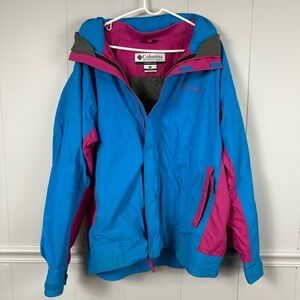 Columbia Vintage Bugaboo ‘86 Pink Blue Winter Ski Zipup Interchange Coat XL